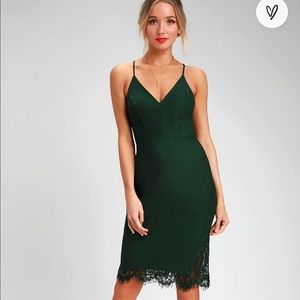 Only Want You Forest Green Lace Bodycon Midi Dress